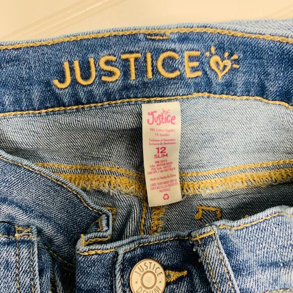 Justice Distressed Skinny Jeans Released Hem Sz 12 Slim - Picture 4 of 6